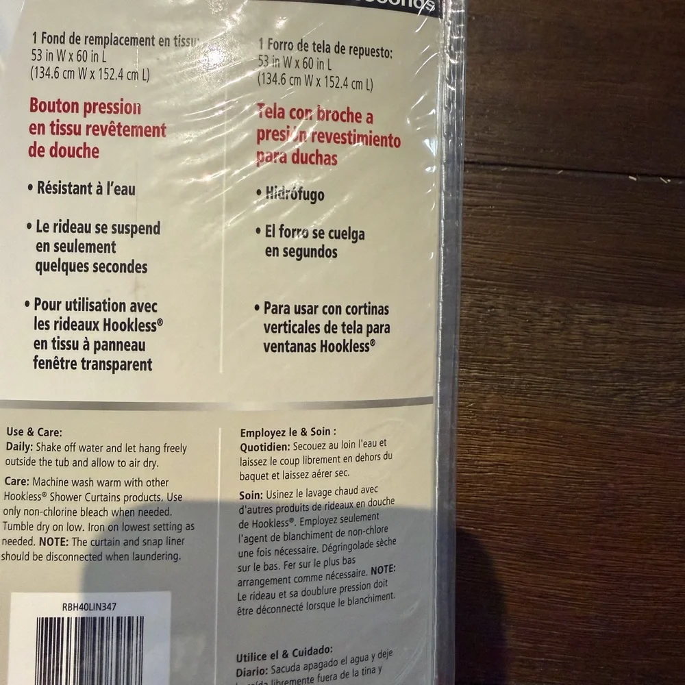 Hookless shower curtain Liner only
